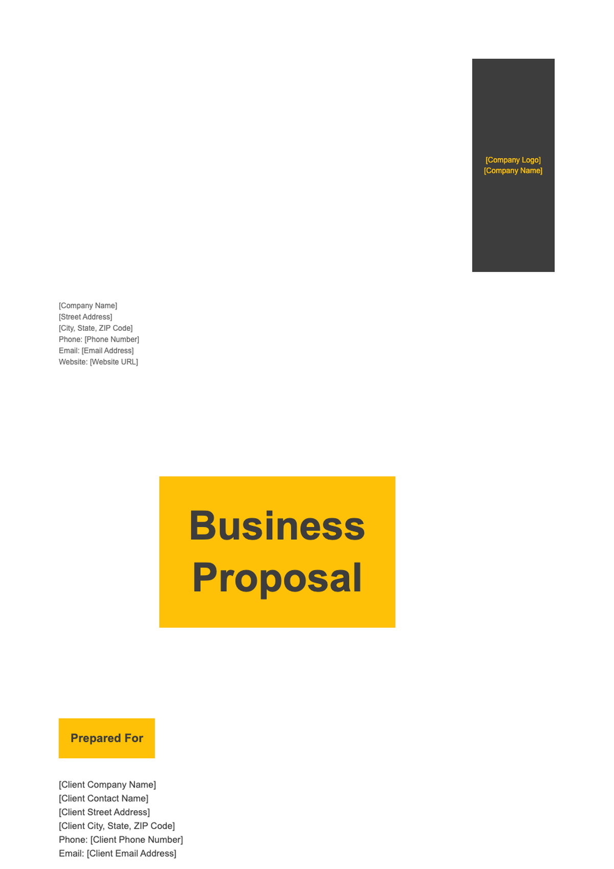 Modern business project proposal template with yellow and black header_variant_3